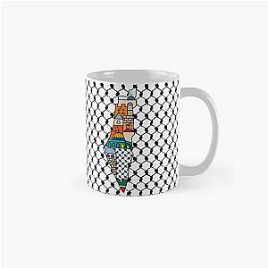 I Love Palestine My Map with Kufiya Pattern and Most Sacred Sites in Jerusalem - Black Classic Mug