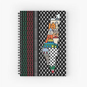 I Love Palestine My Homeland Palestinian Map with Kufiya Pattern and Most Sacred Sites Spiral Notebook