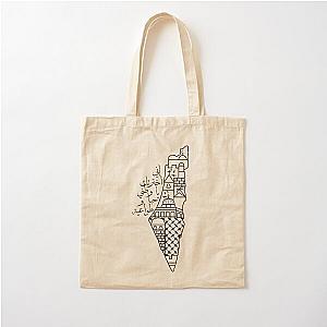 Palestinian Map Kufiya Pattern I Love Palestine Arabic Calligraphy Cotton Tote Bag
