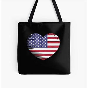 I LOVE USA MY AMERICA Heel All Over Print Tote Bag