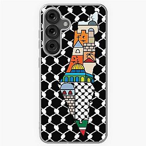 I Love Palestine My Homeland Map with Kufiya Pattern and Most Sacred Sites for Samsung Galaxy Soft Case