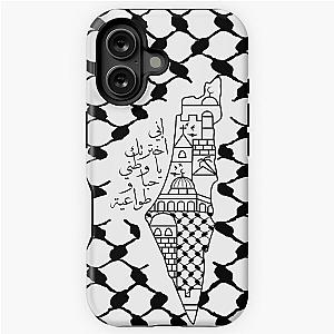 Palestinian Map Kufiya Pattern I Love Palestine Arabic Calligraphy blk iPhone Tough Case