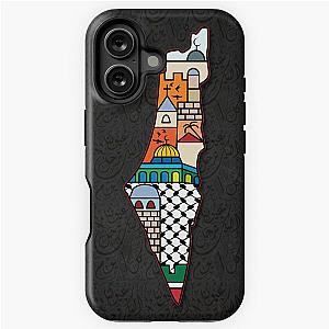 I Love Palestine My Homeland with Kufiya Pattern and Most Sacred Sites in Jerusalem - A Hatta Design for iPhone Tough Case