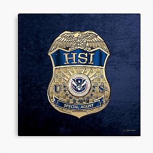 Homeland Security Investigations HSI Special Agent Badge over Blue Velvet Canvas
