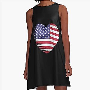 I LOVE USA MY LAND HEART AMERICA A-Line Dress