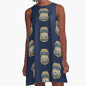 Homeland Security Investigations - HSI Special Agent New Badge over Blue Velvet A-Line Dress