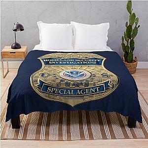 Homeland Security Investigations HSI Special Agent New Badge over Blue Velvet Throw Blanket