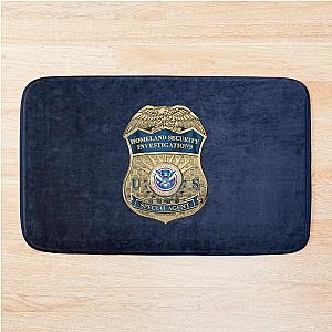 Homeland Security Investigations HSI Special Agent New Badge over Blue Velvet Bath Mat