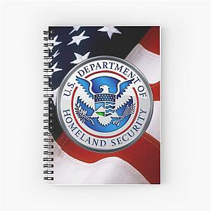 U.S. Department of Homeland Security - DHS Emblem over American Flag Spiral Notebook