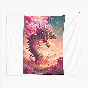 Dragon and Pink Blossom Tapestry