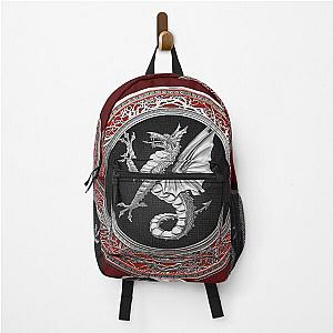 Silver Sea Dragon over Red Velvet Backpack