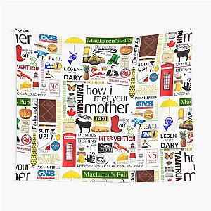 How i Met Your Mother Collage Poster Iconographic - Infographic (White) Tapestry