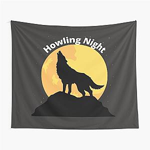 Wolf Howling At The Moon Night Tapestry