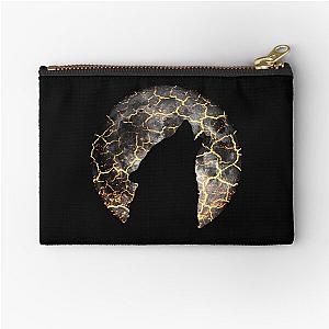 Wolf howling at the Moon lava cracking Zipper Pouch