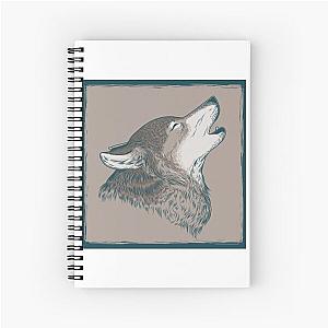 Wolf howling at night Spiral Notebook