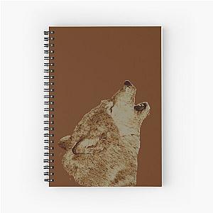 Head portrait of a wolf howling at the moon Spiral Notebook