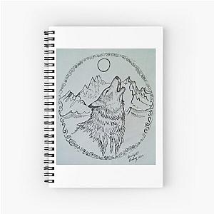 Wolf howling at the moon Spiral Notebook