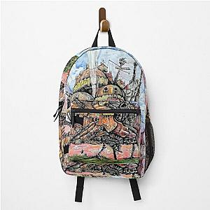 Howl's Moving Castle Backpacks - Howl's Howl's Moving Castle ink and watercolor drawing Backpack RB2507 [ID749]