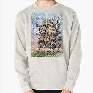 Howl's Moving Castle Sweatshirts - Howl's Howl's Moving Castle ink and watercolor drawing Pullover Sweatshirt RB2507 [ID821]