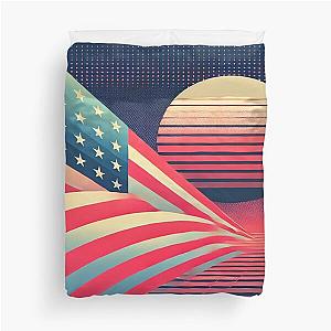 Minimalist American Flag with 80s Twist Duvet Cover