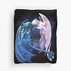 Starry Dragons Duvet Cover - Dragon Heart Featuring Toothless and Light Fury