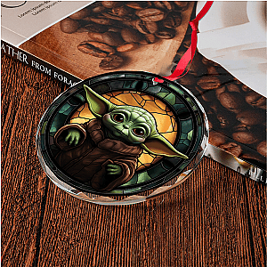 Baby Yoda Christmas Ornament Stained Glass Holiday Gift for Kids