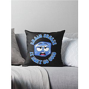 Blue Ice Cube Brain Freeze Funny Graphic T-shirt Throw Pillow