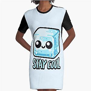 Stay cool! Cute Ice Cube Pun Graphic T-Shirt Dress