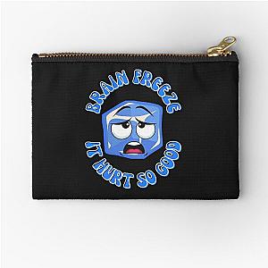 Blue Ice Cube Brain Freeze Funny Graphic T-shirt Zipper Pouch