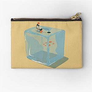 Ice Cube Fishing - Man Fishing on an Ice Cube Zipper Pouch