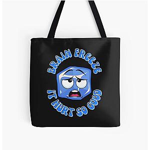 Blue Ice Cube Brain Freeze Funny Graphic T-shirt All Over Print Tote Bag