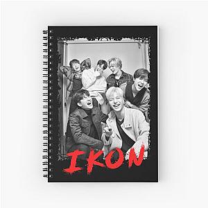 iKON Kpop Group Members black and white Korean Kpop RGB Color Design Spiral Notebook