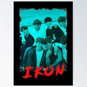 iKON Kpop Group Members Blue Korean Kpop RGB Color Design Poster