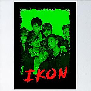 iKON Kpop Group Members Green Korean Kpop RGB Color Design Poster