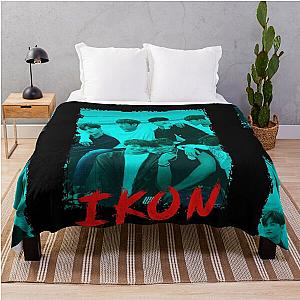 iKON Kpop Group Members Blue Korean Kpop RGB Color Design Throw Blanket