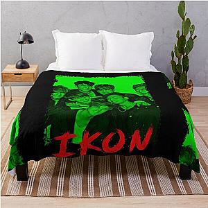 iKON Kpop Group Members Green Korean Kpop RGB Color Design Throw Blanket