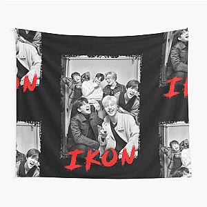 iKON Kpop Group Members black and white Korean Kpop RGB Color Design Tapestry