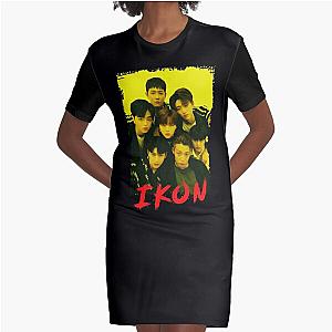 iKON Kpop Group Members Yellow Korean Kpop RGB Color Design Graphic T-Shirt Dress