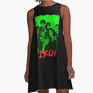 iKON Kpop Group Members Green Korean Kpop RGB Color Design A-Line Dress