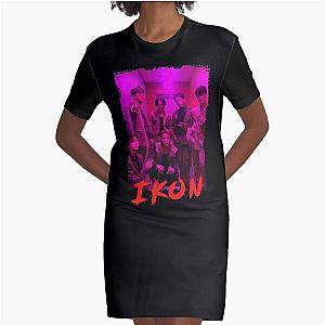 iKON Kpop Group Members Purple Korean Kpop RGB Color Design Graphic T-Shirt Dress