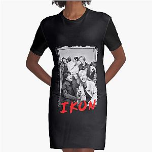 iKON Kpop Group Members black and white Korean Kpop RGB Color Design Classic   Graphic T-Shirt Dress