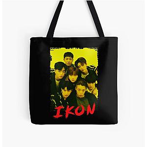 iKON Kpop Group Members Yellow Korean Kpop RGB Color Design All Over Print Tote Bag