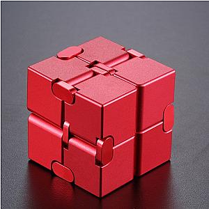 Red Solid Aluminum Infinity Cube Fidget Anti Stress Toy