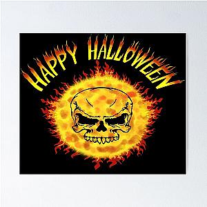 Happy Halloween In Flames   Happy Halloween In Flames Font Poster RB0712