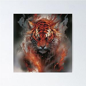 Tiger In Flames Poster RB0712