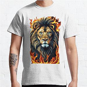 Lion head in flames Design Classic T Shirt RB0712