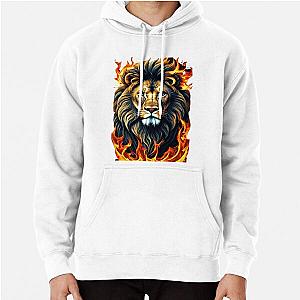 Lion head in flames Design Pullover Hoodie RB0712