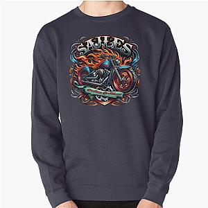 Motorcycle in Flames Pullover Sweatshirt RB0712