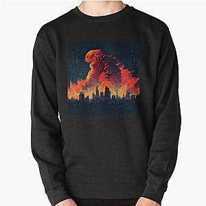 Dinosaur in a city in flames Pullover Sweatshirt RB0712