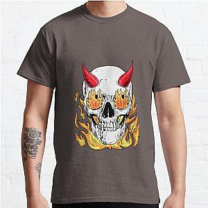 Horned Skull in Flames Classic T Shirt RB0712